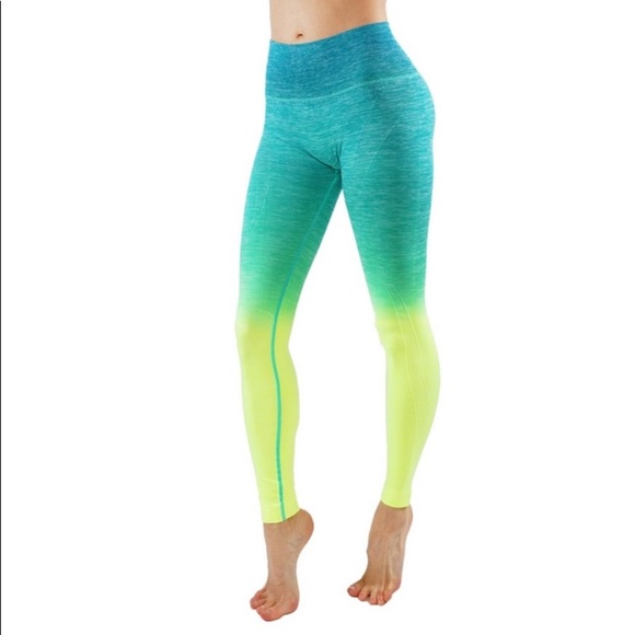 ITZON Teal Green Ombré Leggings - Picture 1 of 9